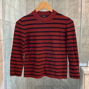 Theory striped cropped long sleeve top